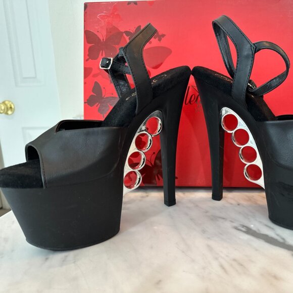 Pleasers heels, Knucks-709 × 1, black platform, matte black, NWT, never worn - Picture 1 of 4